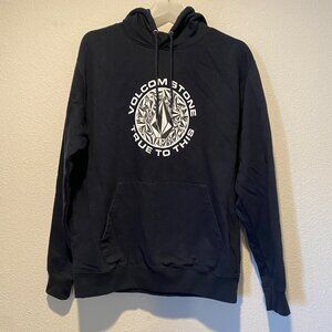 Volcom Black‎ Hoodie Large  Classic Fit Pullover Sweatshirt